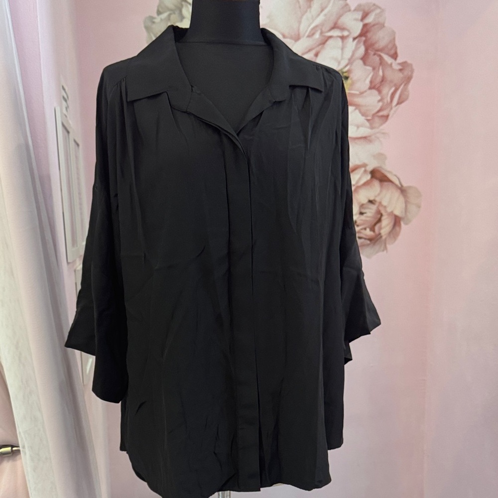 Lafayette 148 New York Black Button Down Shirt